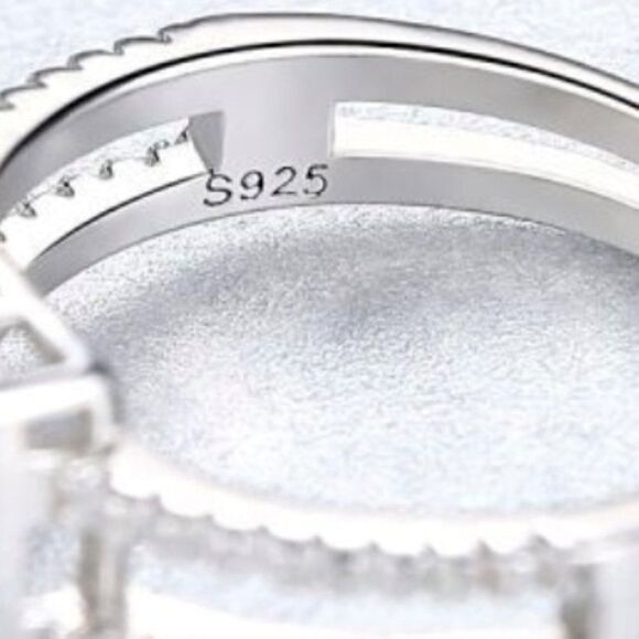 Stamped .925 Sterling Silver & Topaz w/ Pave CZ and Double Band- Sizes 8&9 - Picture 5 of 6